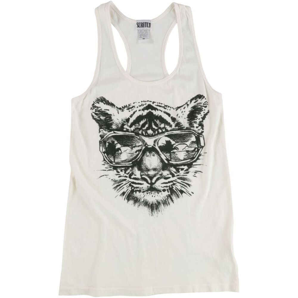 Scratch Womens Tiger Sunglasses Racerback Tank Top, NWT